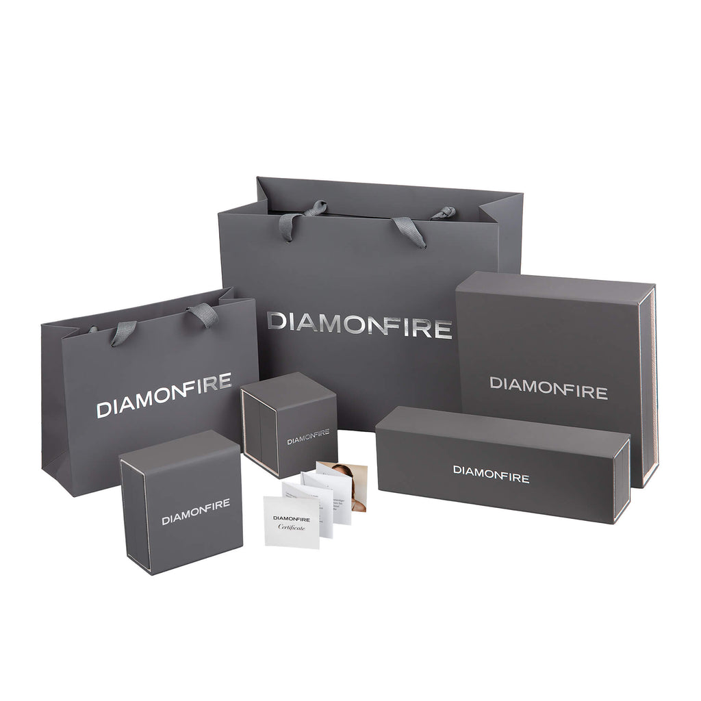 Diamonfire Interlinked Plain and Zirconia Rings Drop Earrings