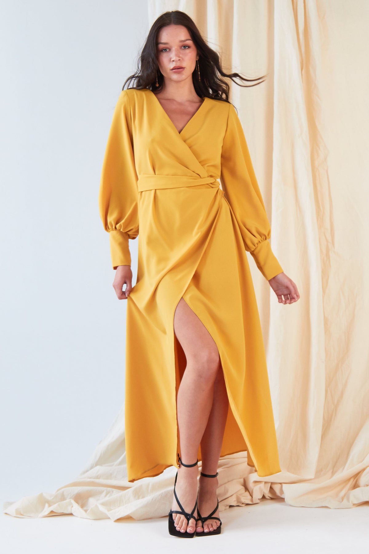 Mustard Wrap Maxi Dress