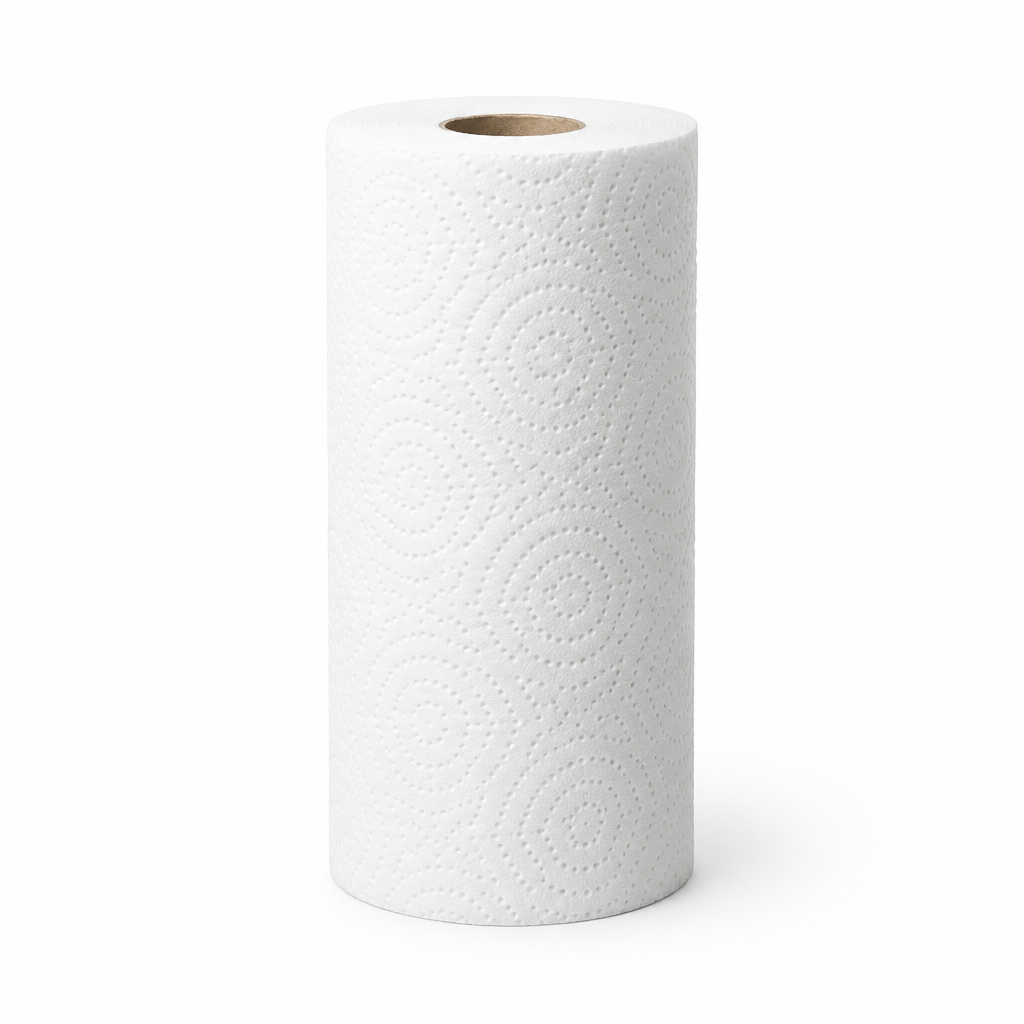 Roll of paper towels on a white background
