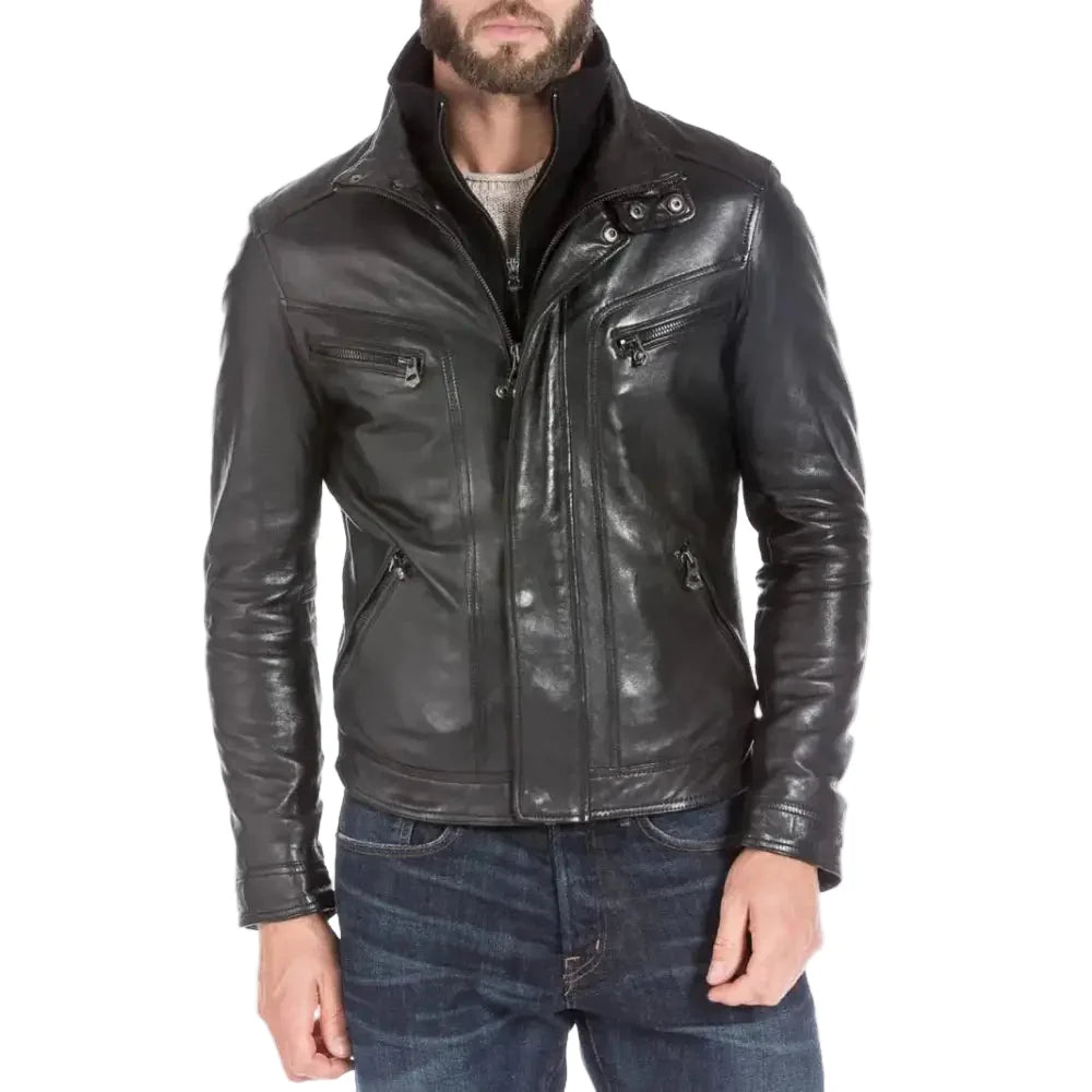 Men’s Black Leather Sports Jacket