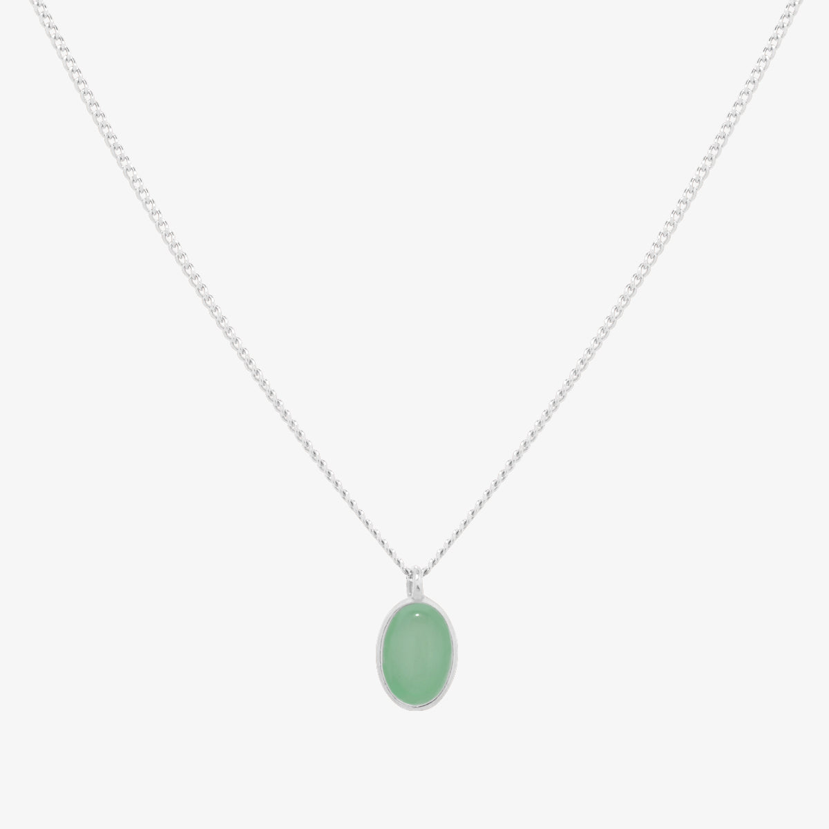 Gemstone oval pendant necklace-1